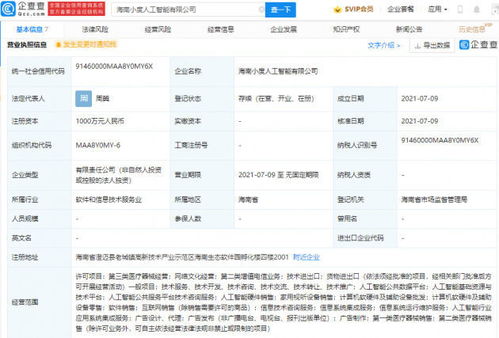 海南成立人工智能公司，注冊(cè)資本1000萬(wàn)，專注軟件開(kāi)發(fā)